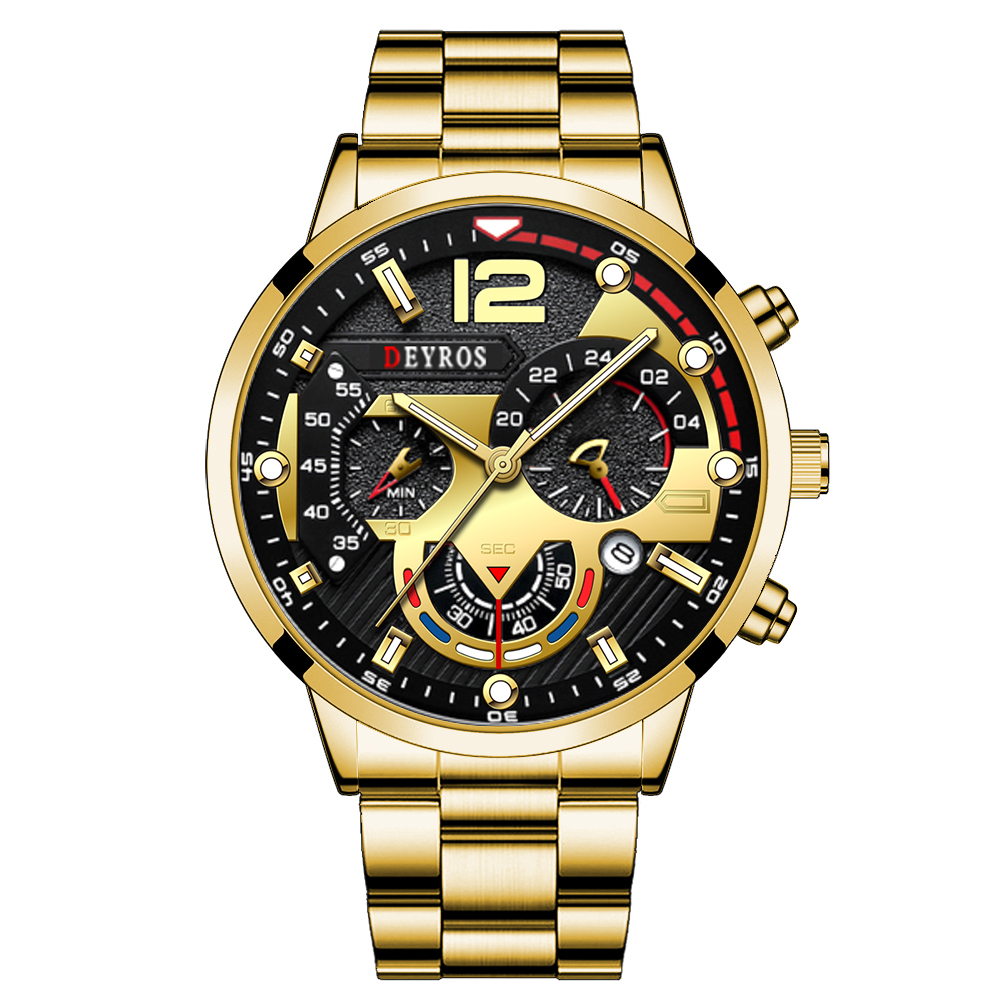 Business Luminous Leather Male Bracelet Clock