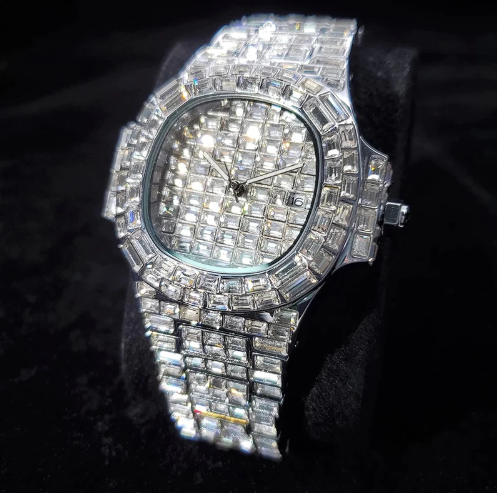 Baguette Diamond Mens Quartz Watch