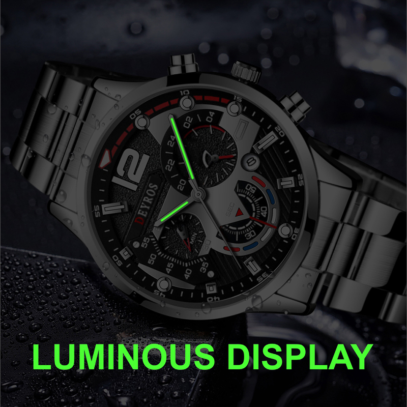 Business Luminous Leather Male Bracelet Clock