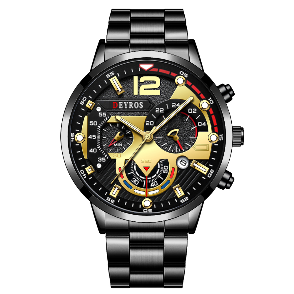 Business Luminous Leather Male Bracelet Clock