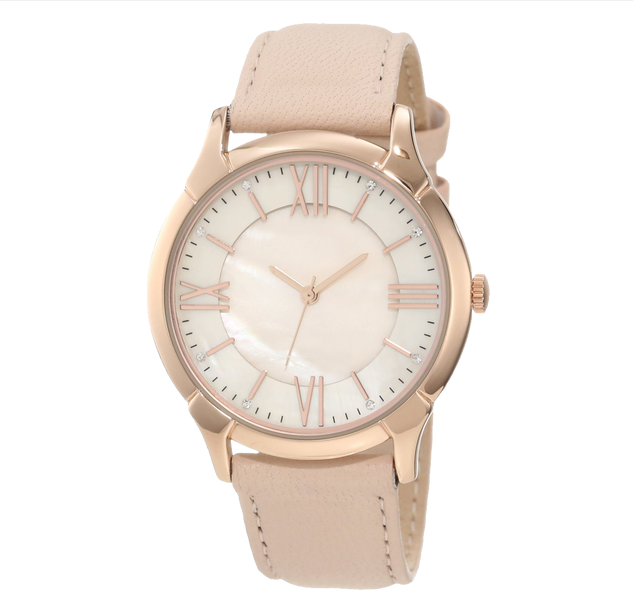 Ladies Rose Gold Tone Watch and Leather Strap